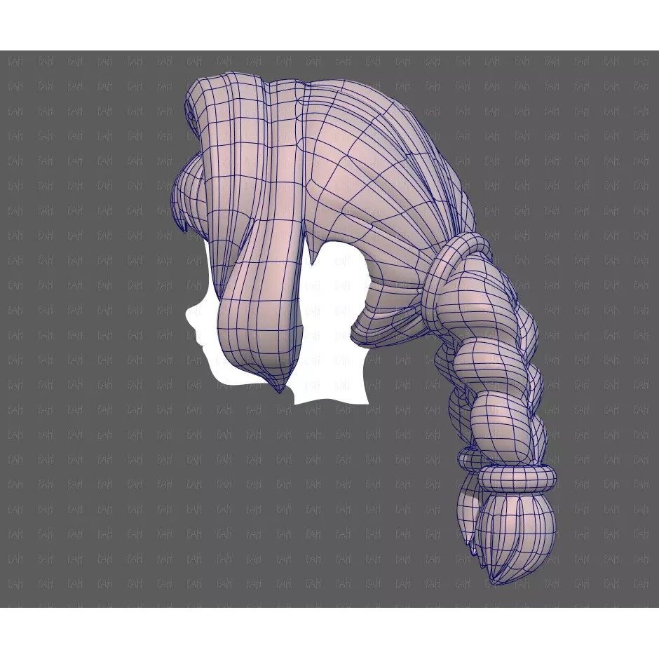 Base Hair 3D Model – Low Poly Cartoon Hairstyle for Animation, FBX - View 17