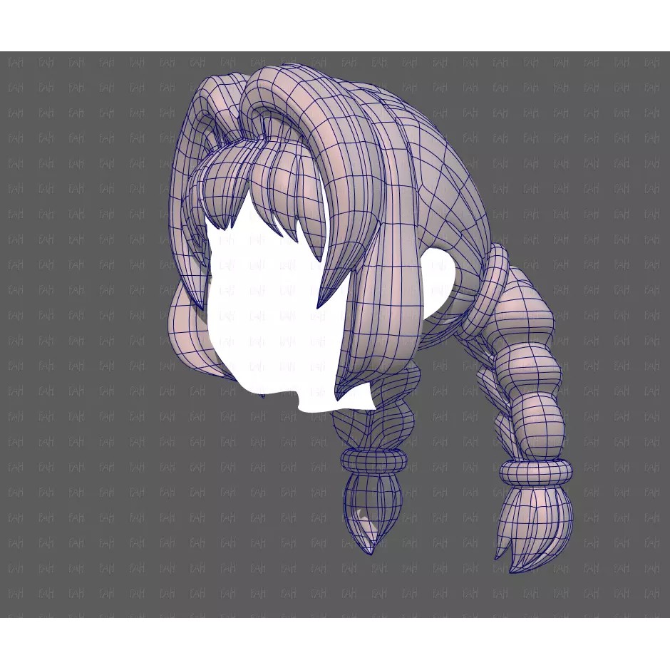Base Hair 3D Model – Low Poly Cartoon Hairstyle for Animation, FBX - View 18