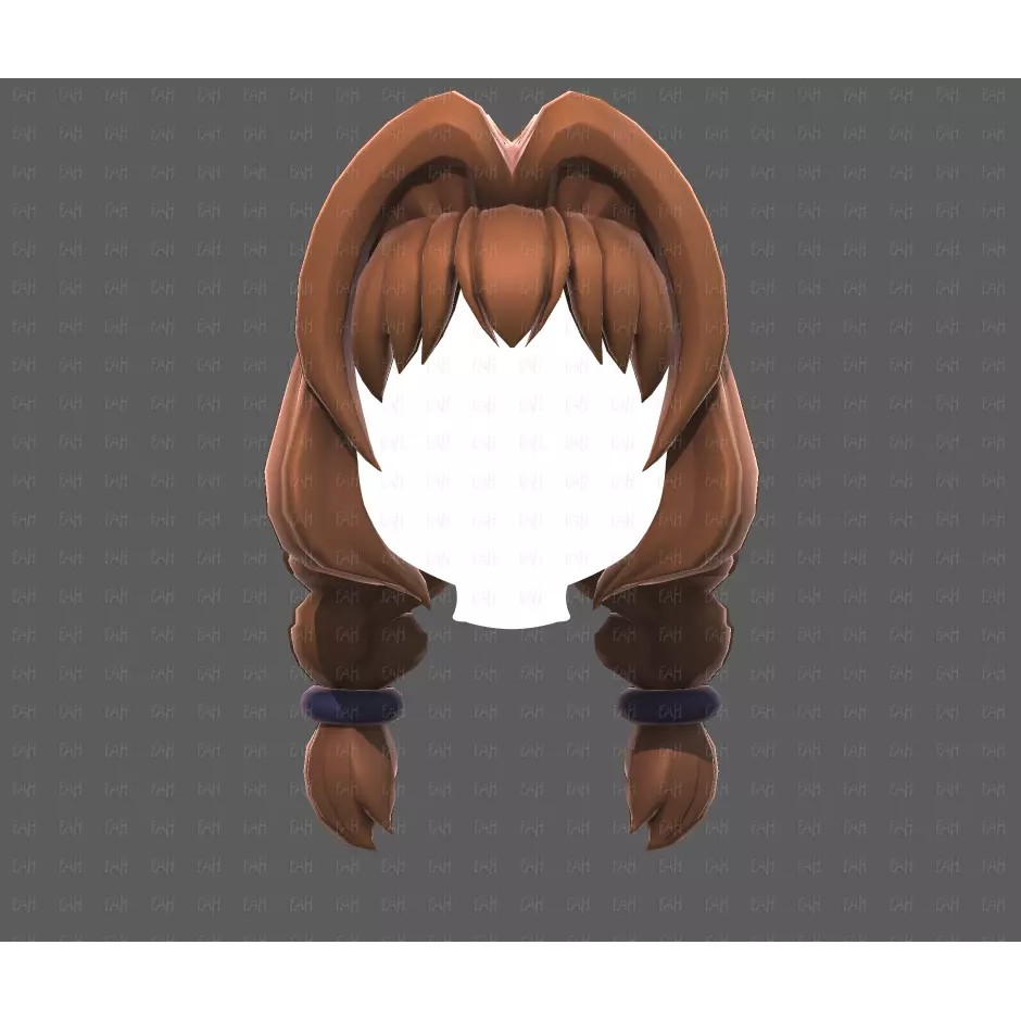 Base Hair 3D Model – Low Poly Cartoon Hairstyle for Animation, FBX - View 19