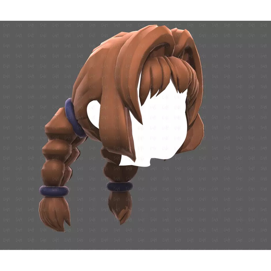 Base Hair 3D Model – Low Poly Cartoon Hairstyle for Animation, FBX - View 20