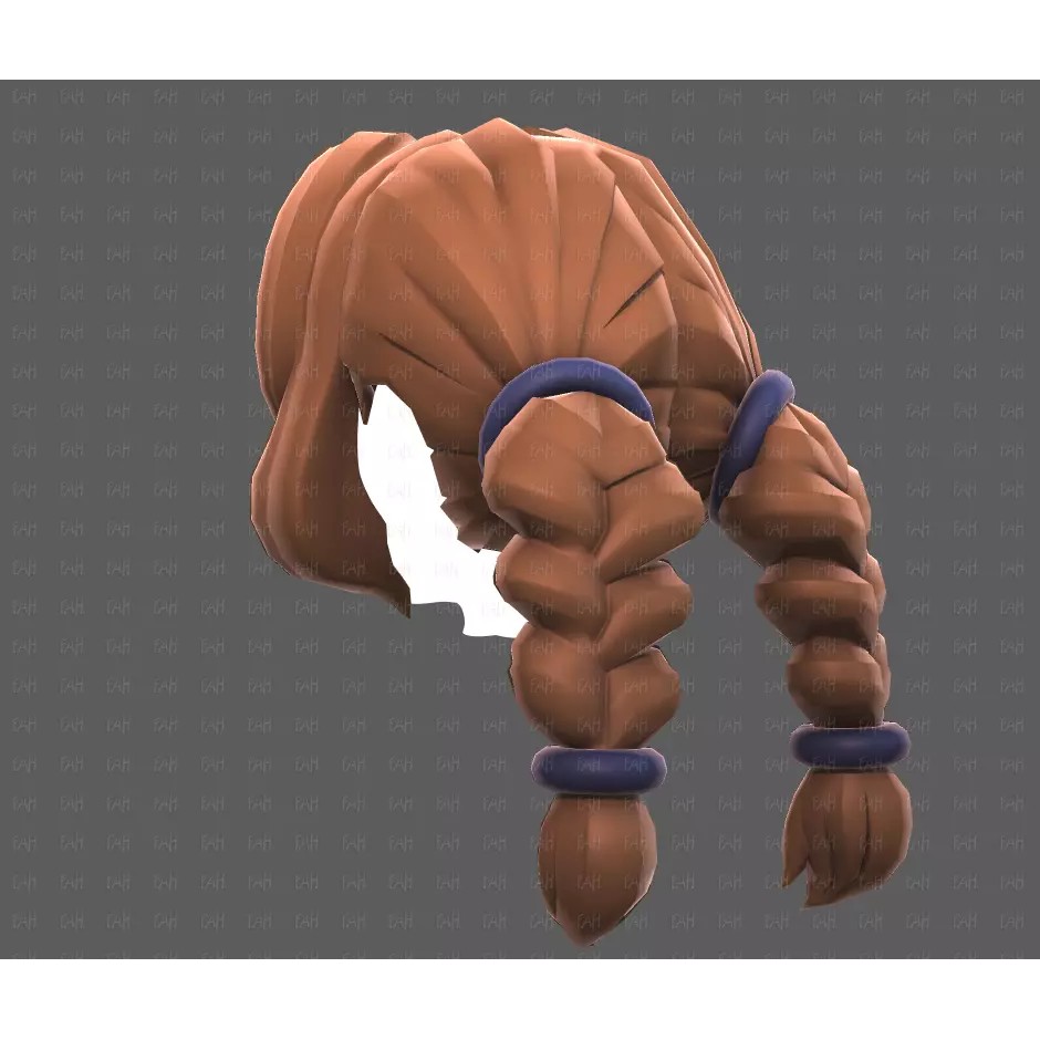 Base Hair 3D Model – Low Poly Cartoon Hairstyle for Animation, FBX - View 24