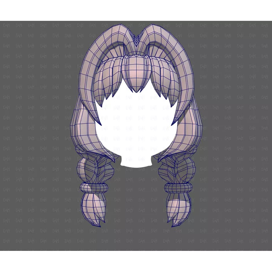 Base Hair 3D Model – Low Poly Cartoon Hairstyle for Animation, FBX - View 27
