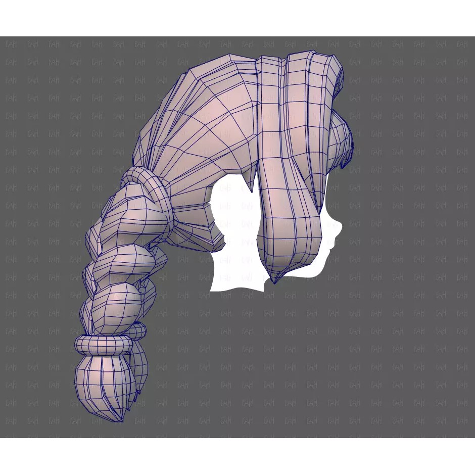 Base Hair 3D Model – Low Poly Cartoon Hairstyle for Animation, FBX - View 29