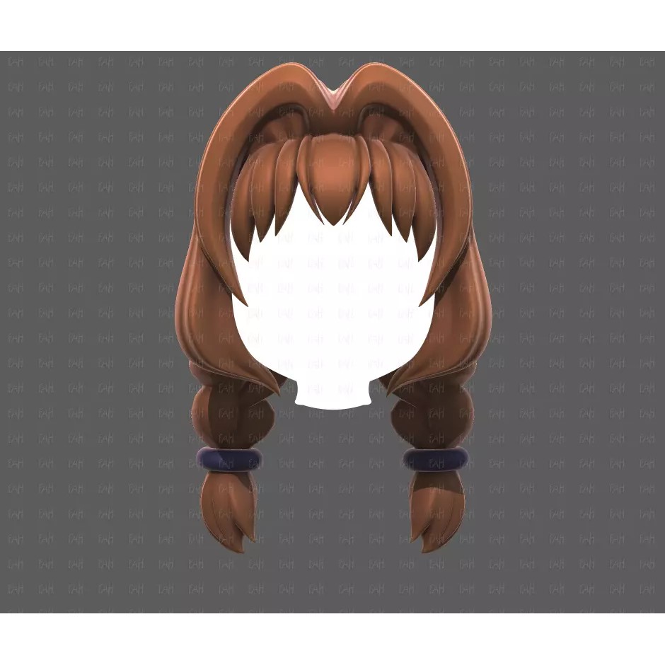 Base Hair 3D Model – Low Poly Cartoon Hairstyle for Animation, FBX - View 3