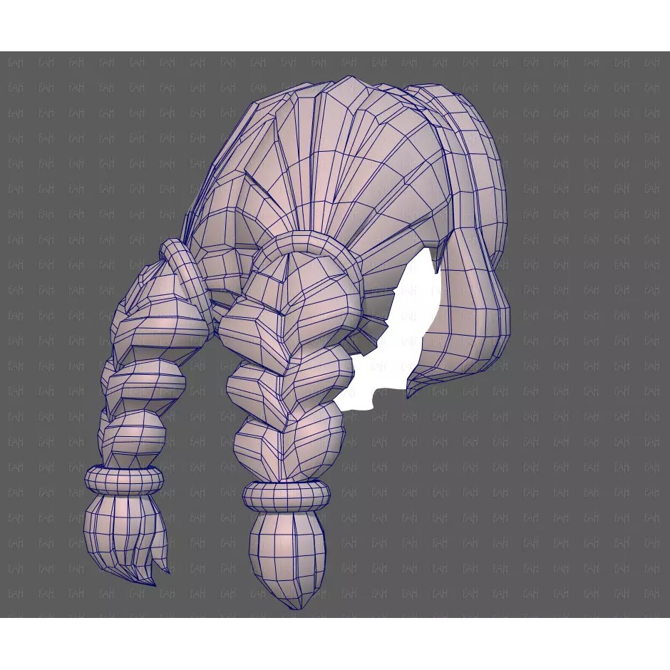 Base Hair 3D Model – Low Poly Cartoon Hairstyle for Animation, FBX - View 30