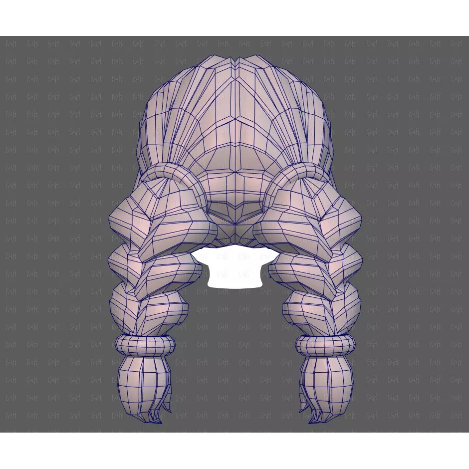Base Hair 3D Model – Low Poly Cartoon Hairstyle for Animation, FBX - View 31