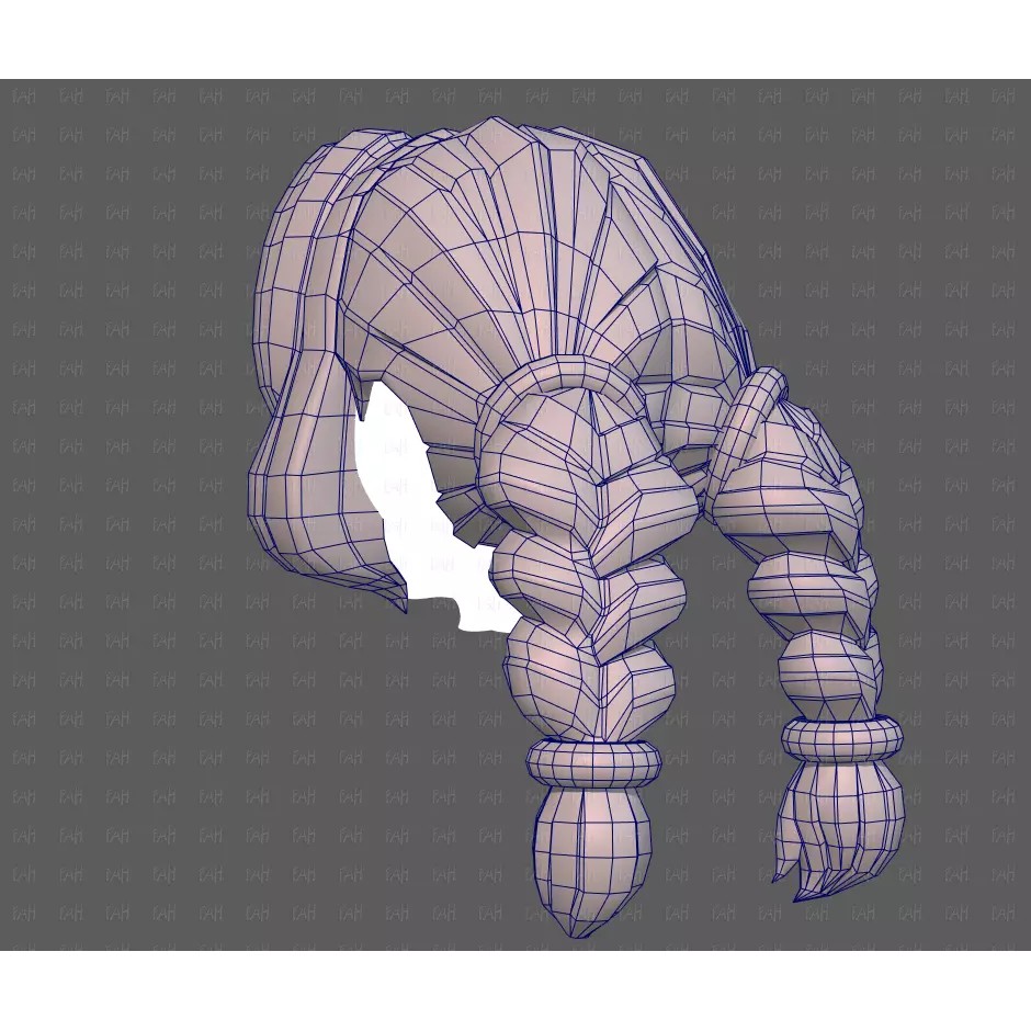 Base Hair 3D Model – Low Poly Cartoon Hairstyle for Animation, FBX - View 32