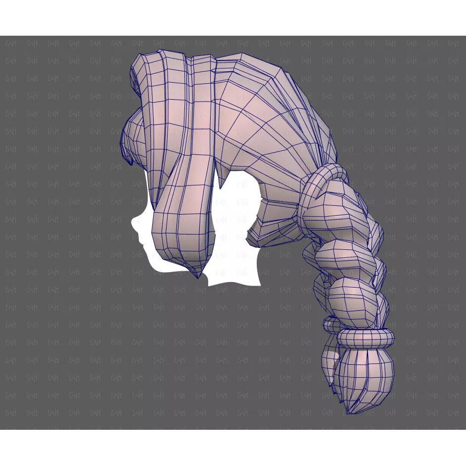 Base Hair 3D Model – Low Poly Cartoon Hairstyle for Animation, FBX - View 33