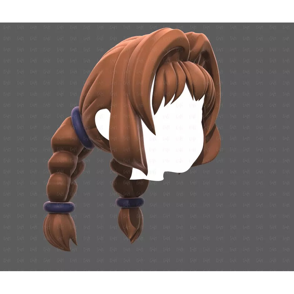 Base Hair 3D Model – Low Poly Cartoon Hairstyle for Animation, FBX - View 4