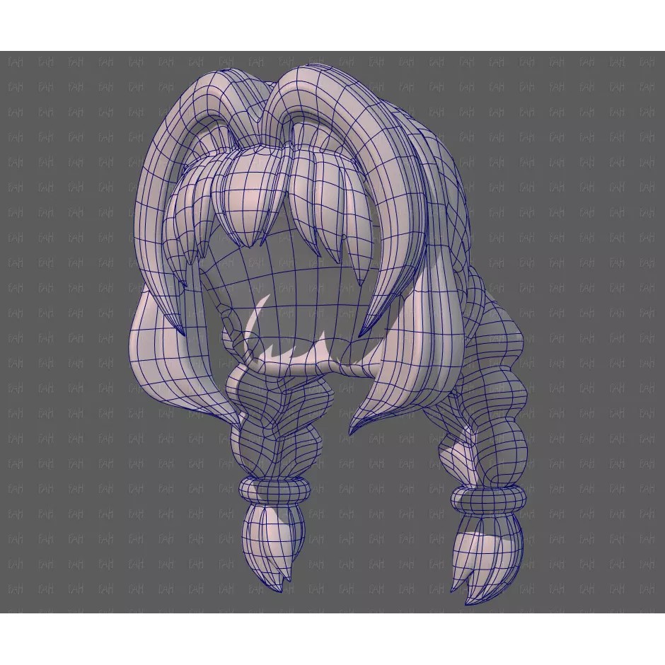 Base Hair 3D Model – Low Poly Cartoon Hairstyle for Animation, FBX - View 40