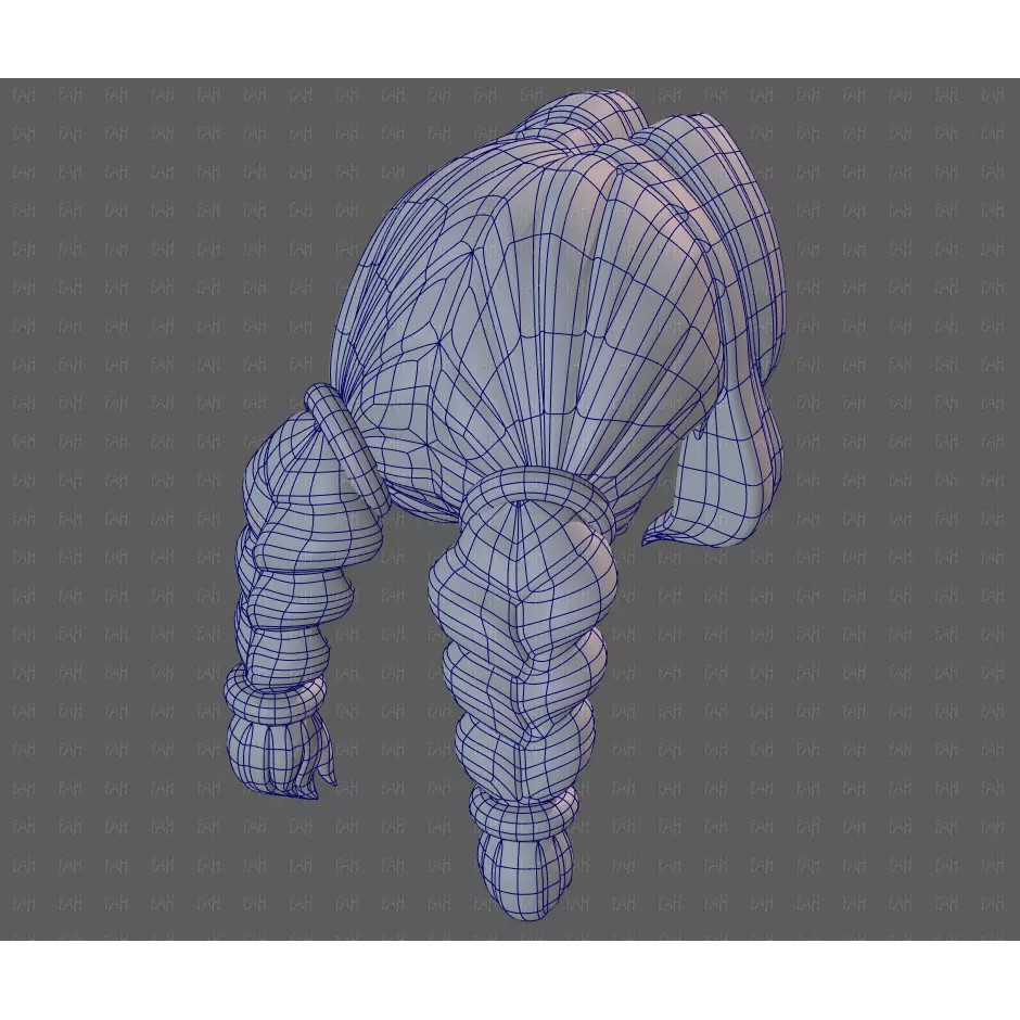 Base Hair 3D Model – Low Poly Cartoon Hairstyle for Animation, FBX - View 44