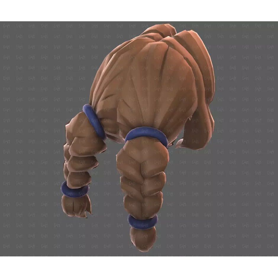 Base Hair 3D Model – Low Poly Cartoon Hairstyle for Animation, FBX - View 45