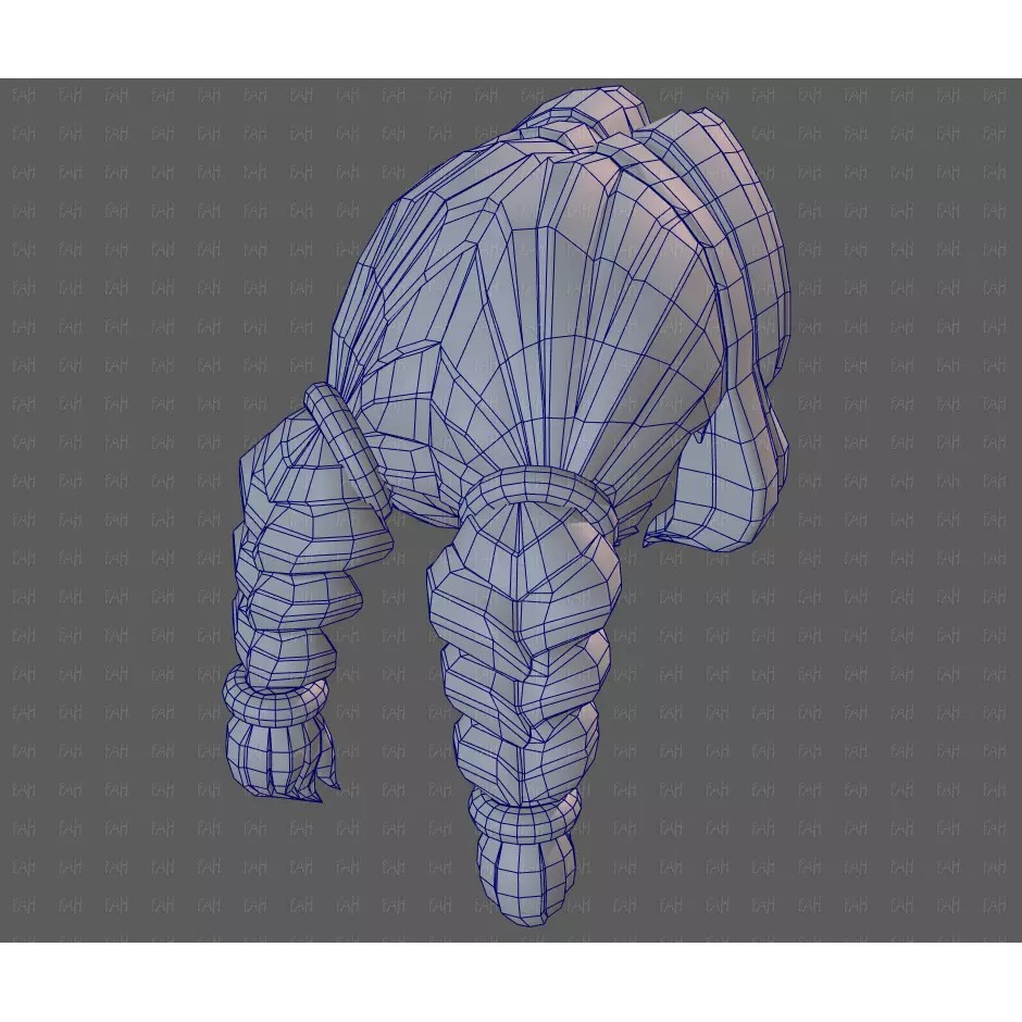 Base Hair 3D Model – Low Poly Cartoon Hairstyle for Animation, FBX - View 46