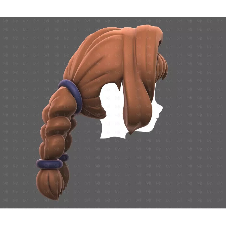 Base Hair 3D Model – Low Poly Cartoon Hairstyle for Animation, FBX - View 5