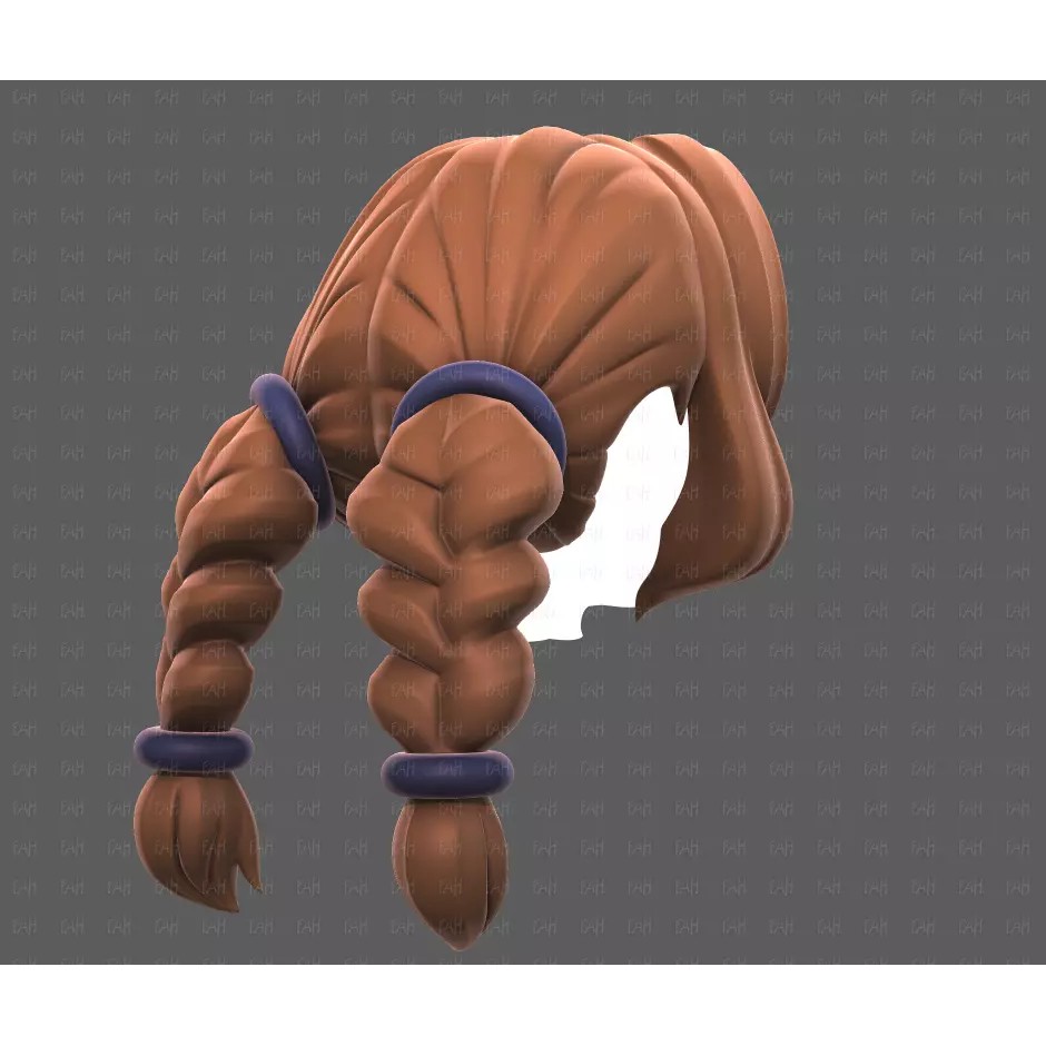 Base Hair 3D Model – Low Poly Cartoon Hairstyle for Animation, FBX - View 6