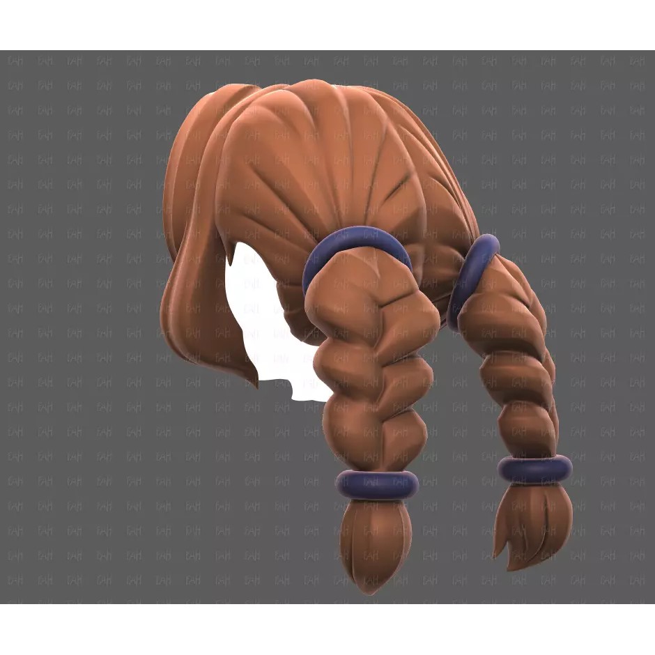 Base Hair 3D Model – Low Poly Cartoon Hairstyle for Animation, FBX - View 8