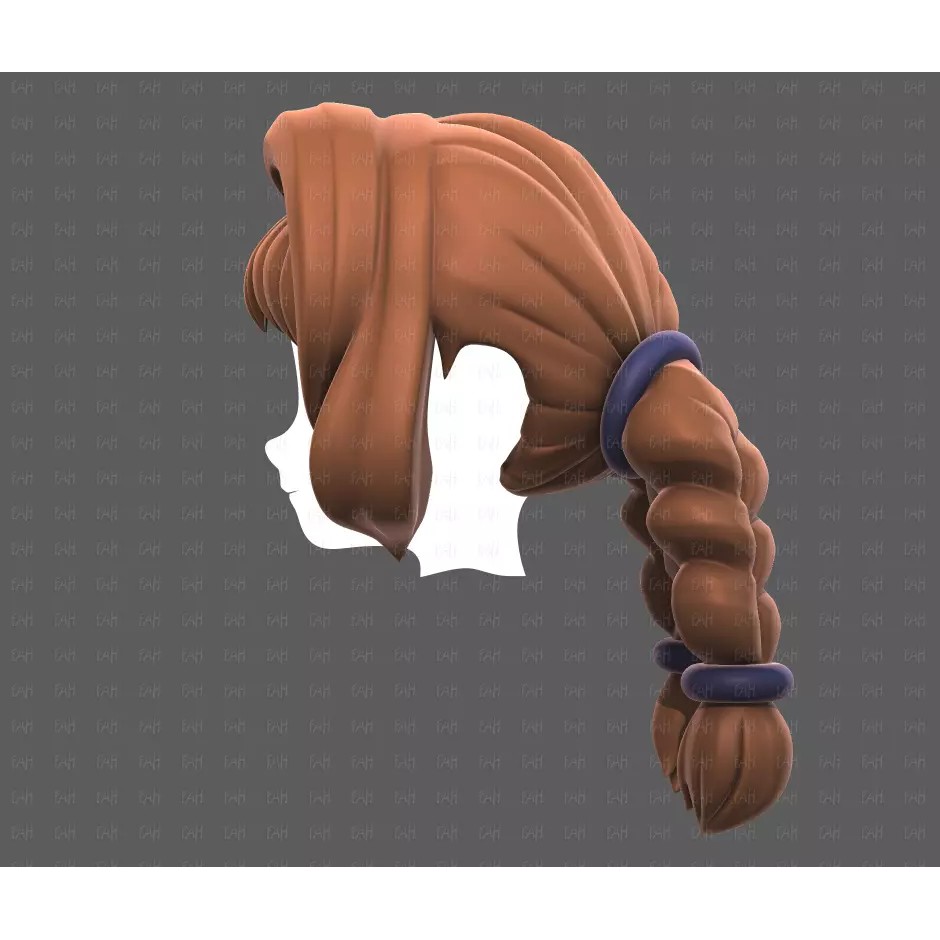 Base Hair 3D Model – Low Poly Cartoon Hairstyle for Animation, FBX - View 9