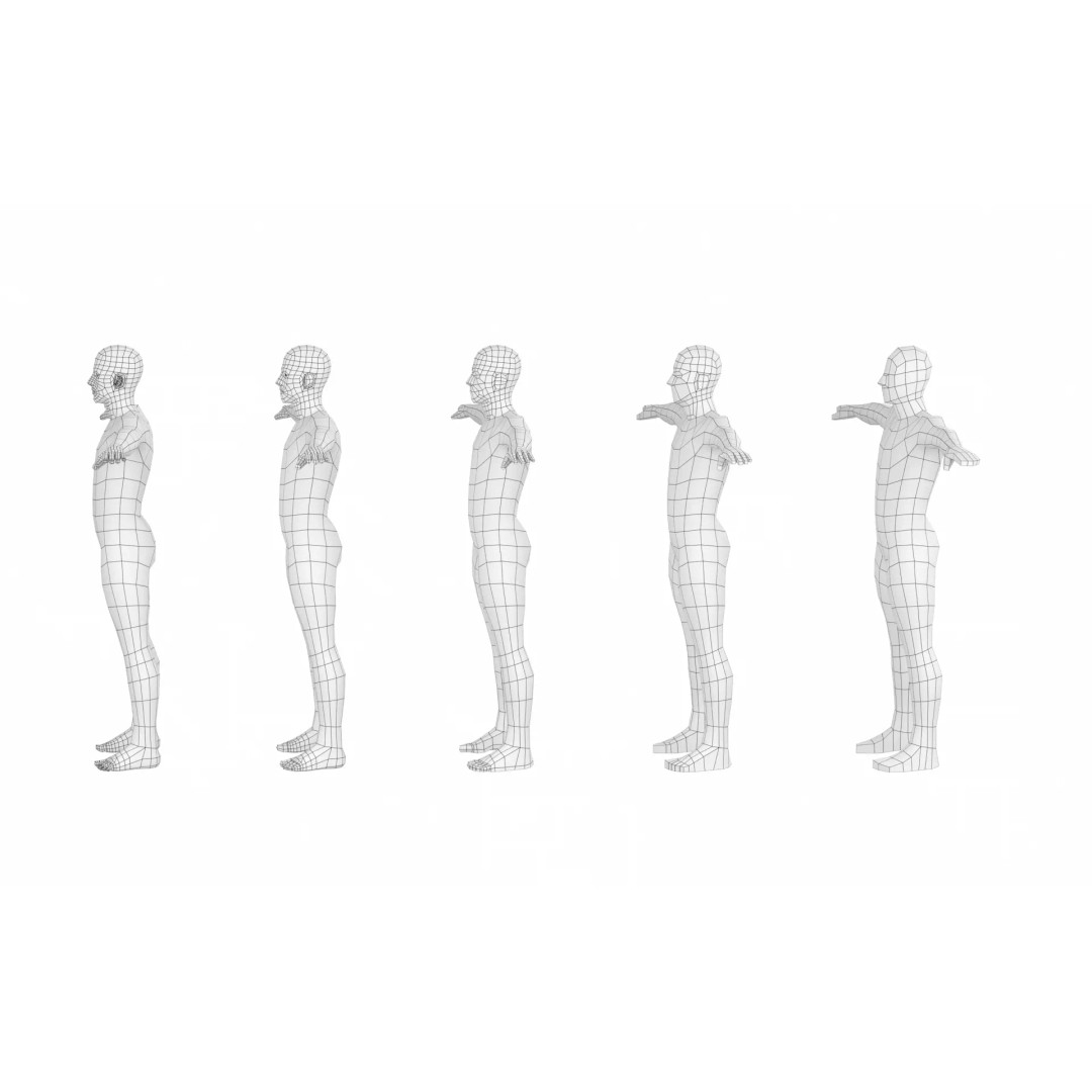 Natural Male 3D Model – Low Poly T-Pose Base Mesh, FBX & More - View 4