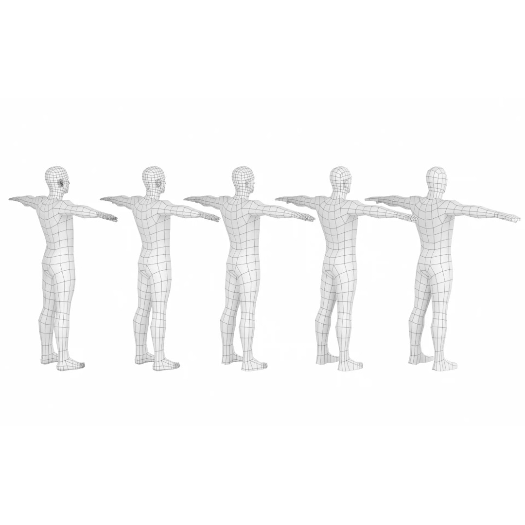 Natural Male 3D Model – Low Poly T-Pose Base Mesh, FBX & More - View 7