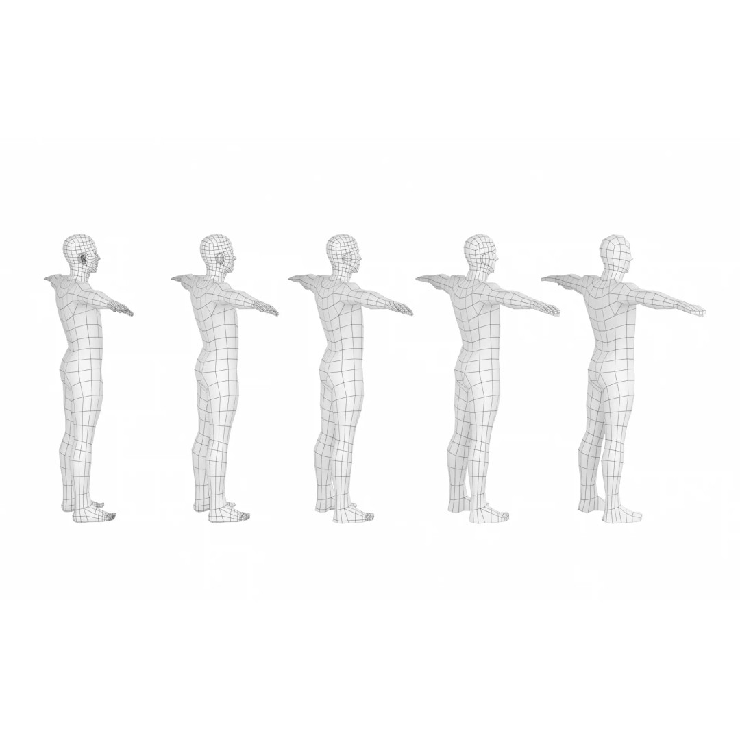 Natural Male 3D Model – Low Poly T-Pose Base Mesh, FBX & More - View 8