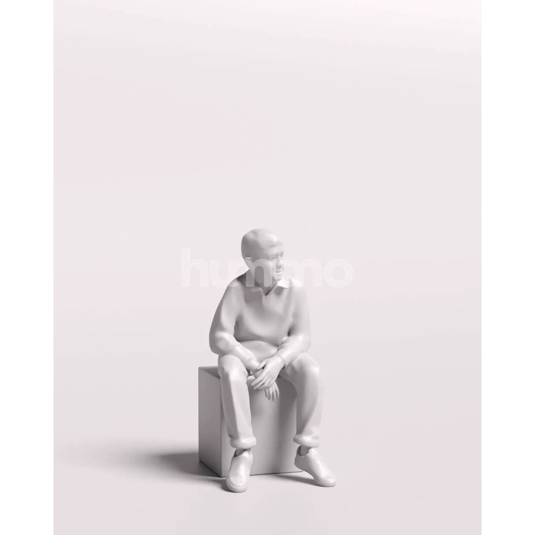 Humano Sitting Kid Boy 3D Model – Realistic PBR Character, FBX, Blender - View 3