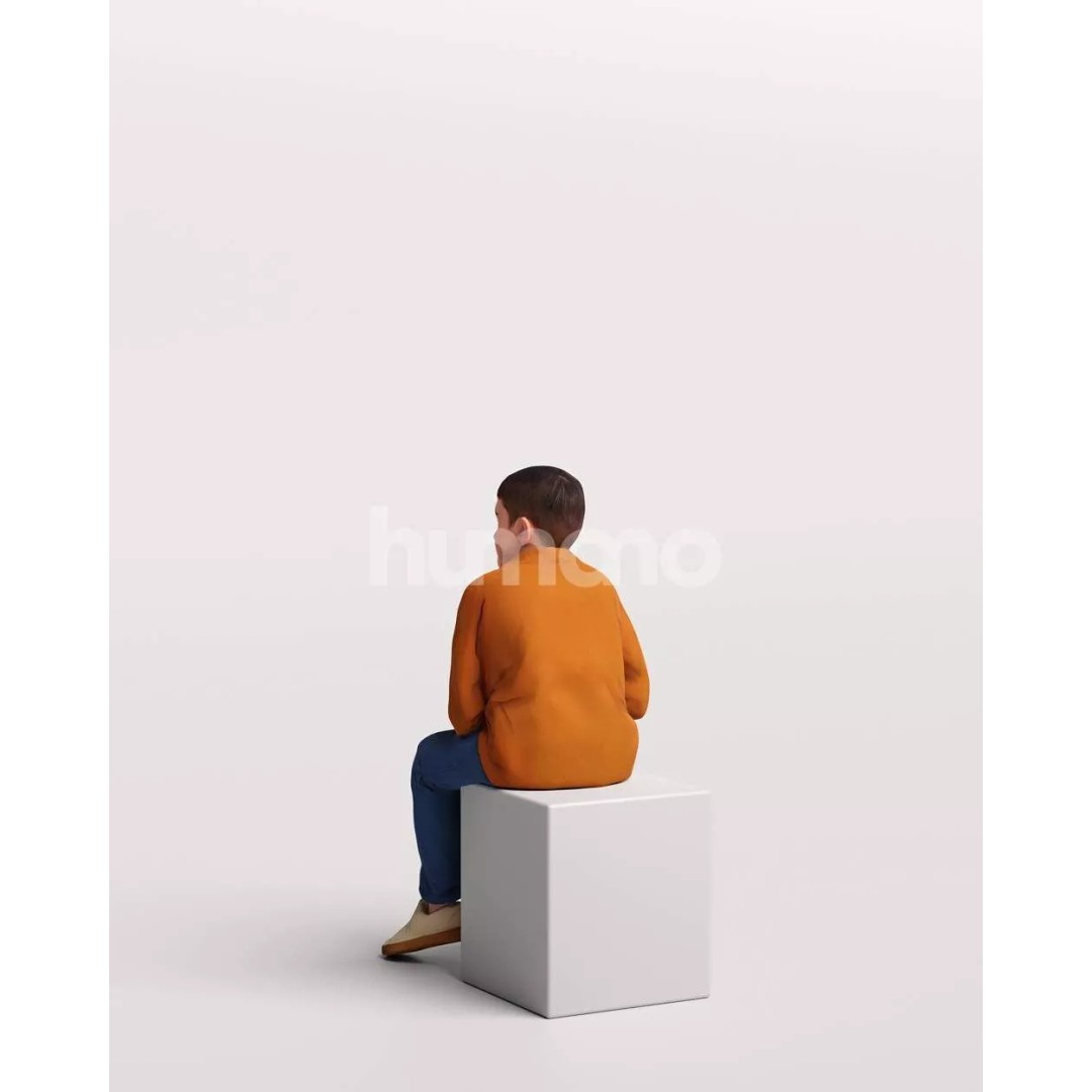 Humano Sitting Kid Boy 3D Model – Realistic PBR Character, FBX, Blender - View 8
