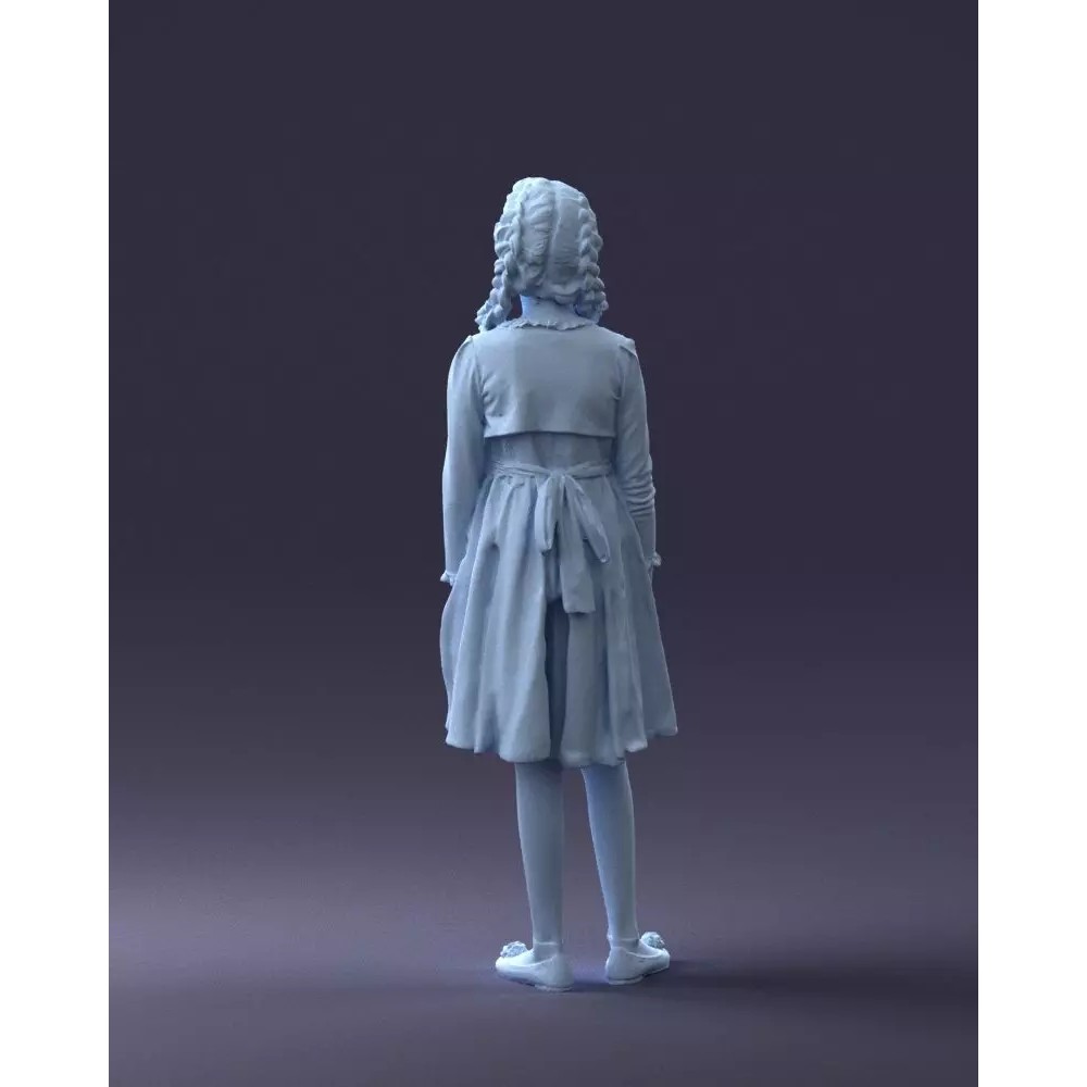 Young Girl 3D Model – Realistic Character in Blue Dress, FBX, OBJ - View 12