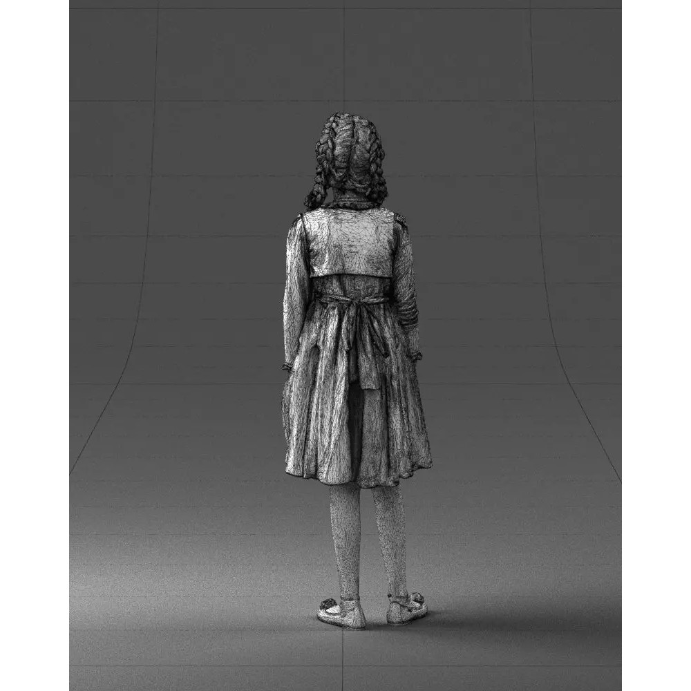 Young Girl 3D Model – Realistic Character in Blue Dress, FBX, OBJ - View 13