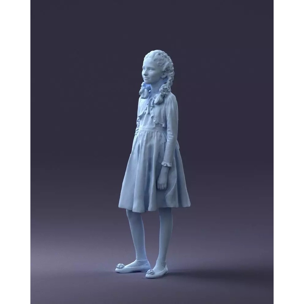 Young Girl 3D Model – Realistic Character in Blue Dress, FBX, OBJ - View 15