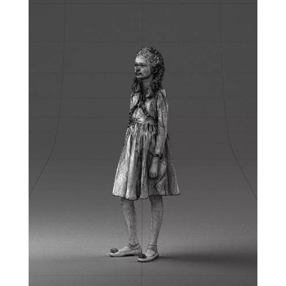Young Girl 3D Model – Realistic Character in Blue Dress, FBX, OBJ - View 16