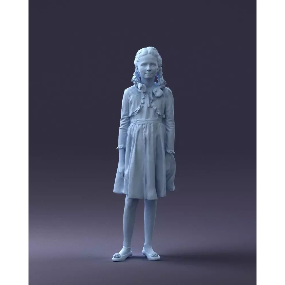 Young Girl 3D Model – Realistic Character in Blue Dress, FBX, OBJ - View 18