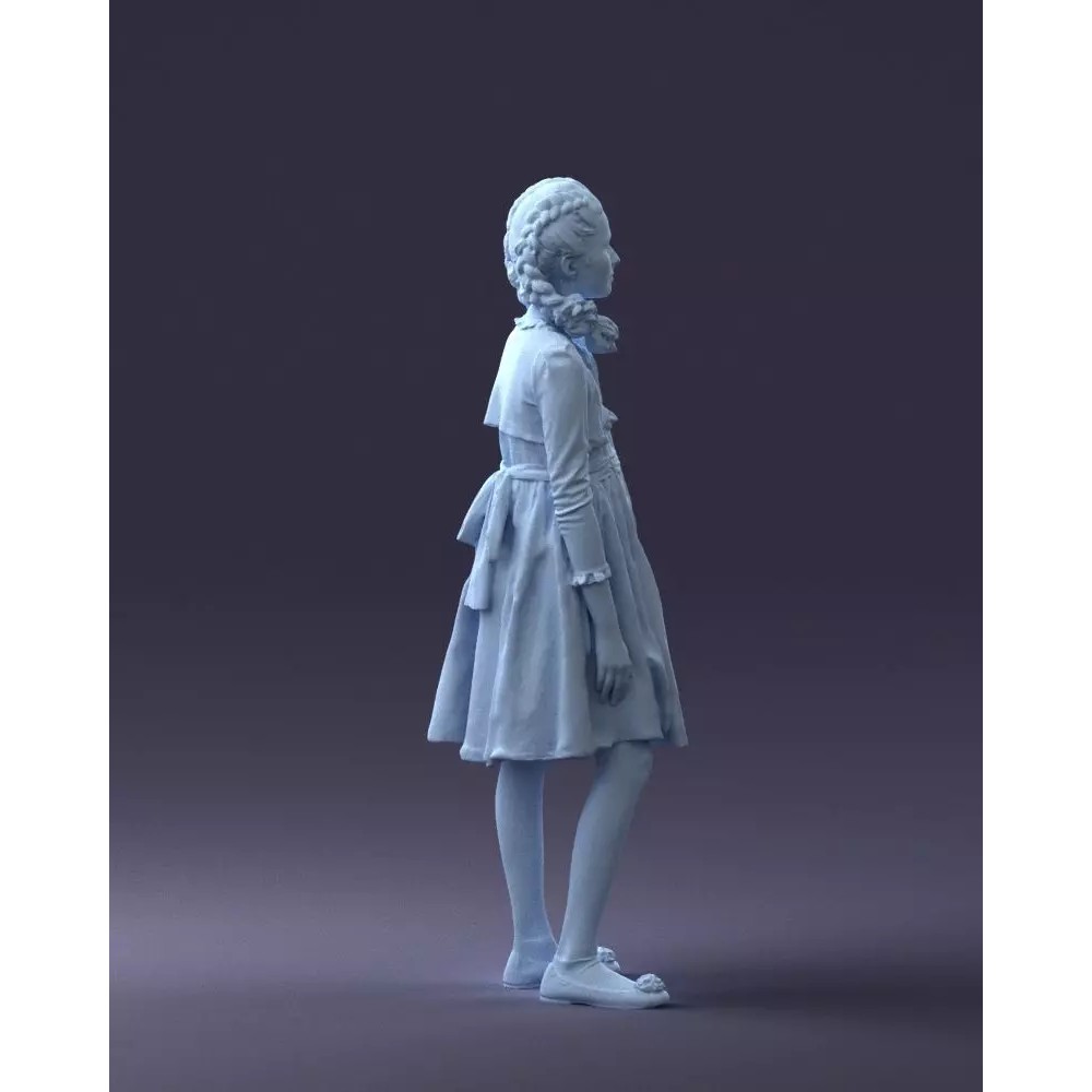 Young Girl 3D Model – Realistic Character in Blue Dress, FBX, OBJ - View 9