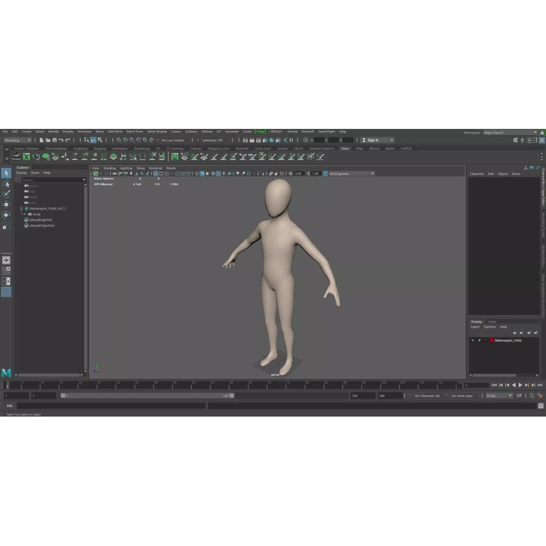 Child Mannequin 3D Model – Stylized Figure for Fashion Displays, FBX