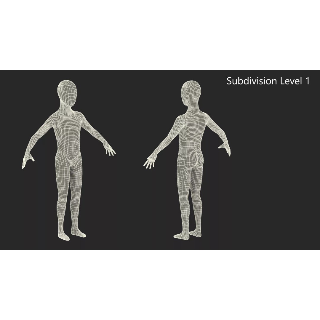 Child Mannequin 3D Model – Stylized Figure for Fashion Displays, FBX - View 11
