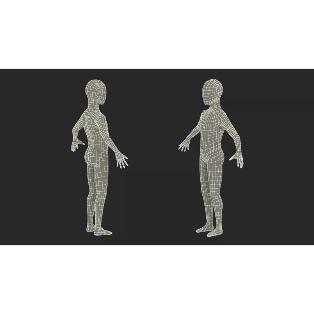 Child Mannequin 3D Model – Stylized Figure for Fashion Displays, FBX - View 12