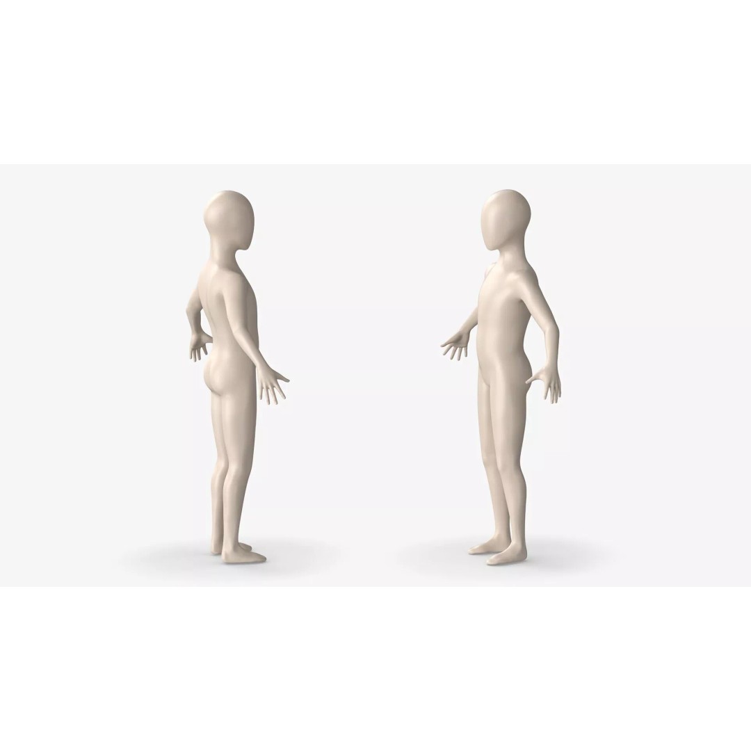 Child Mannequin 3D Model – Stylized Figure for Fashion Displays, FBX - View 6