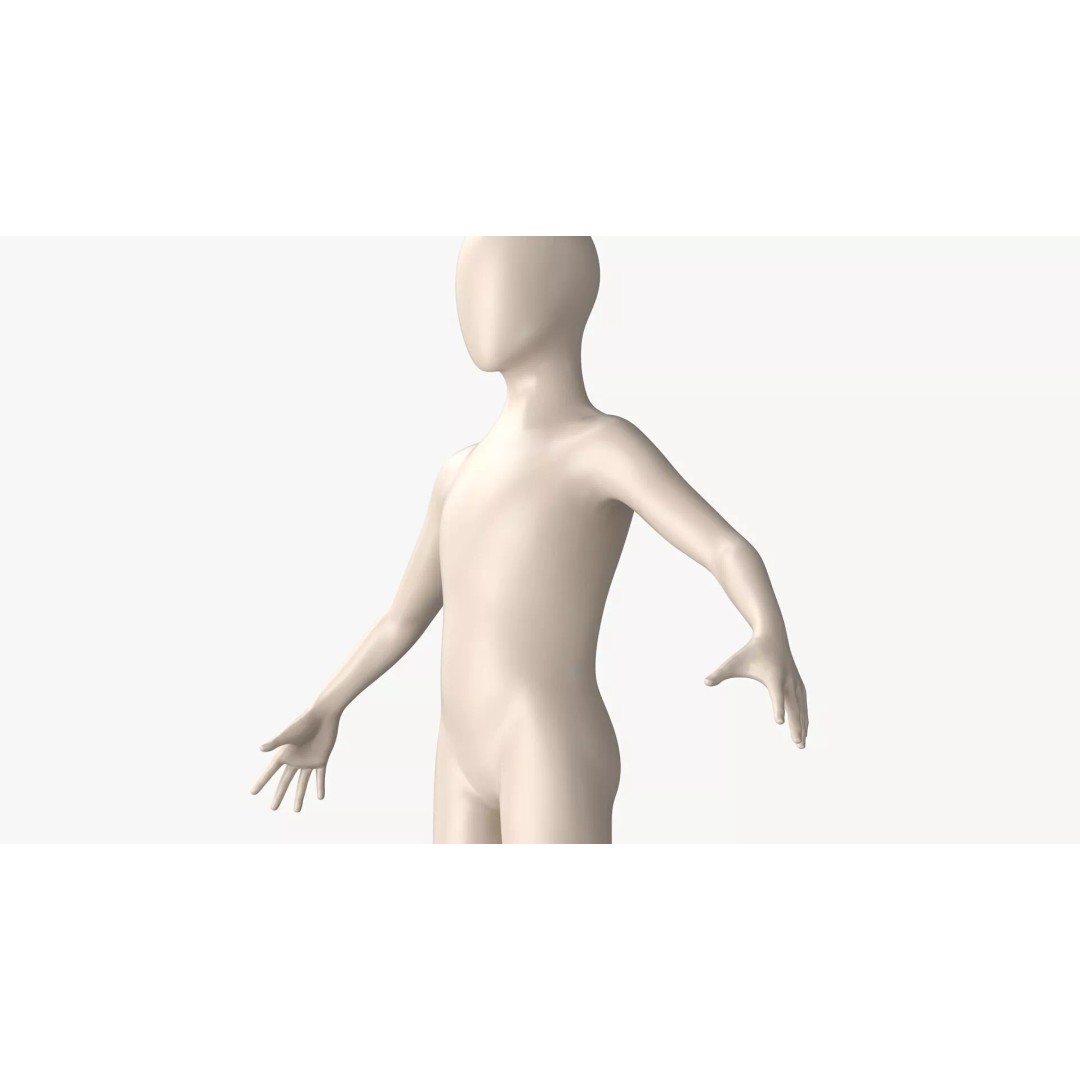 Child Mannequin 3D Model – Stylized Figure for Fashion Displays, FBX - View 7