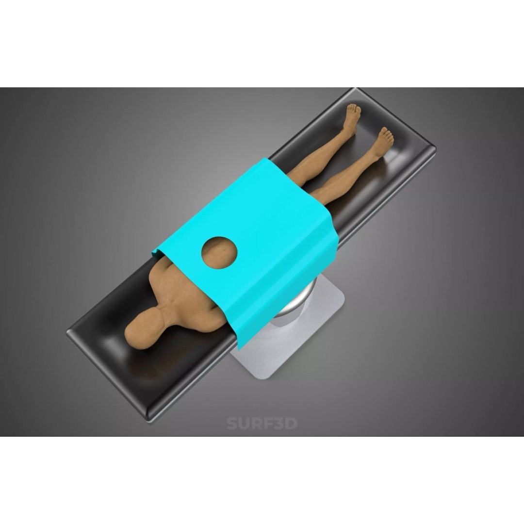 Human Body Mannequin 3D Model – Surgical Table with Sterile Drape, FBX - View 19