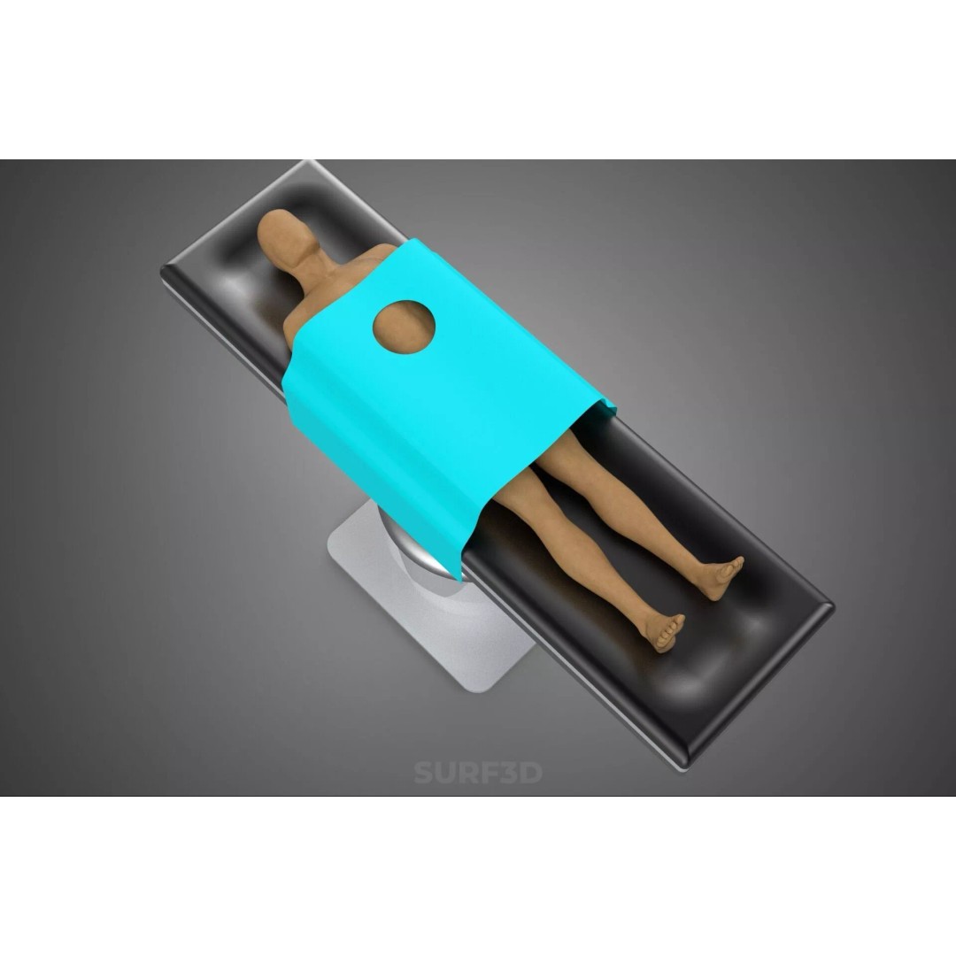 Human Body Mannequin 3D Model – Surgical Table with Sterile Drape, FBX - View 21