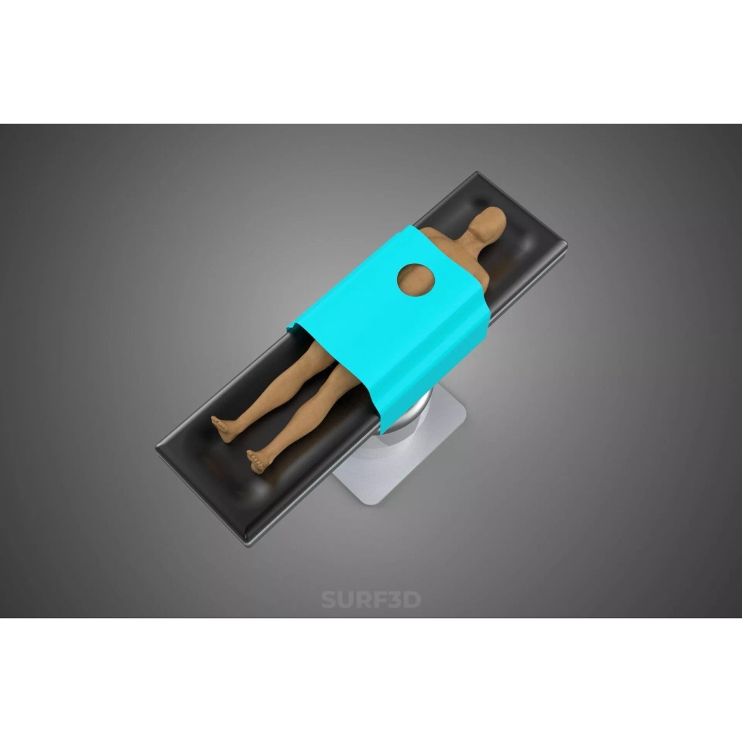 Human Body Mannequin 3D Model – Surgical Table with Sterile Drape, FBX - View 23