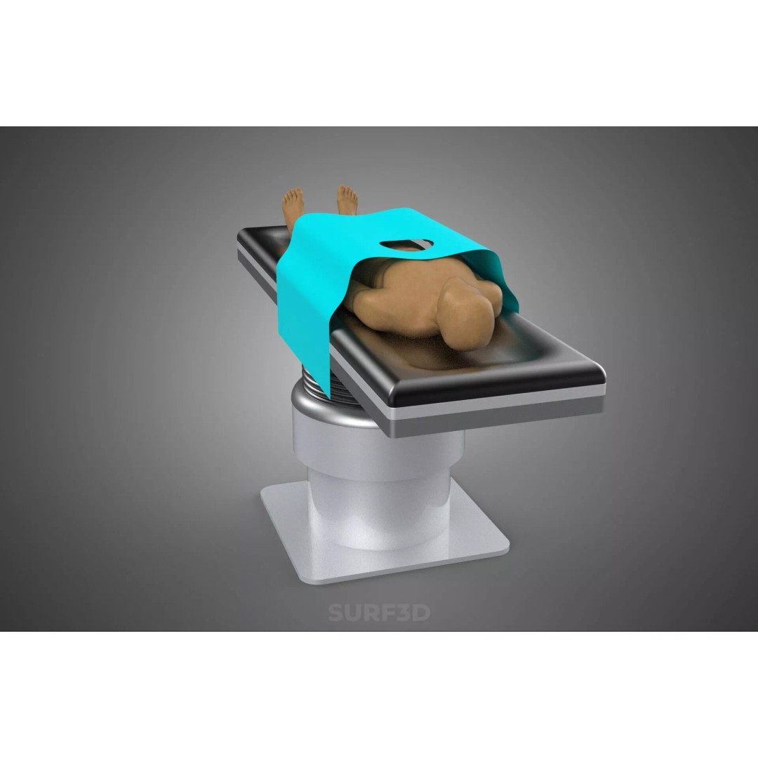 Human Body Mannequin 3D Model – Surgical Table with Sterile Drape, FBX - View 27