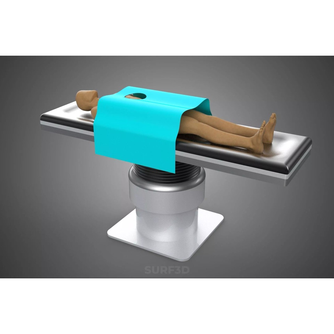 Human Body Mannequin 3D Model – Surgical Table with Sterile Drape, FBX - View 29