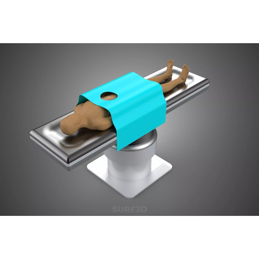 Human Body Mannequin 3D Model – Surgical Table with Sterile Drape, FBX - View 3
