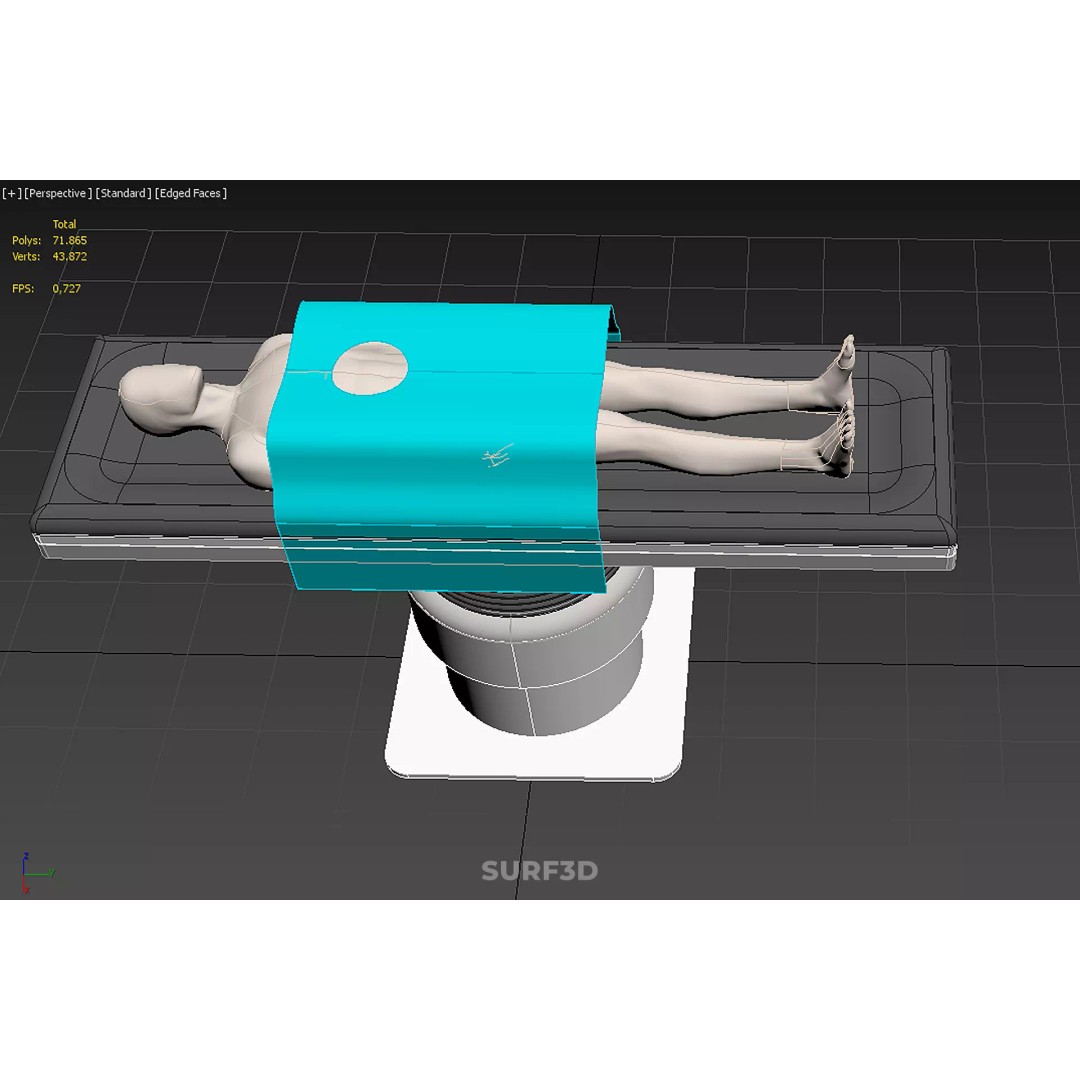 Human Body Mannequin 3D Model – Surgical Table with Sterile Drape, FBX - View 30