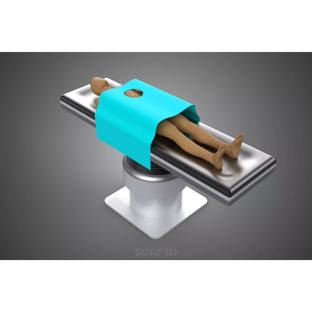 Human Body Mannequin 3D Model – Surgical Table with Sterile Drape, FBX - View 5