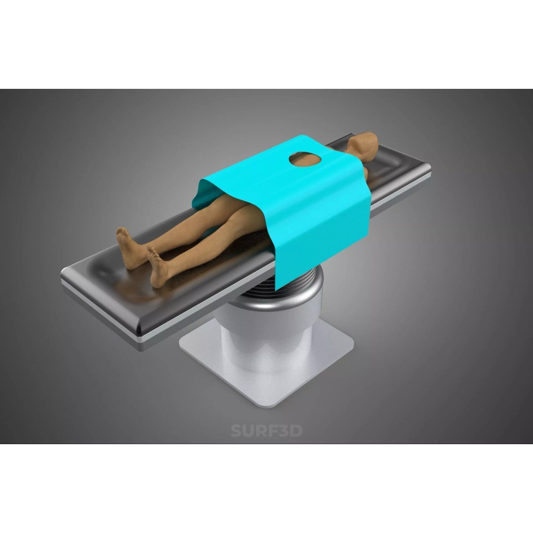 Human Body Mannequin 3D Model – Surgical Table with Sterile Drape, FBX - View 7