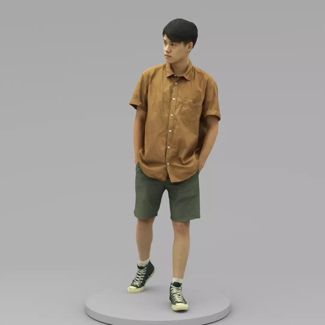 Tall Young Man 3D Model – Casual Pose with Hands in Pockets, OBJ - View 2