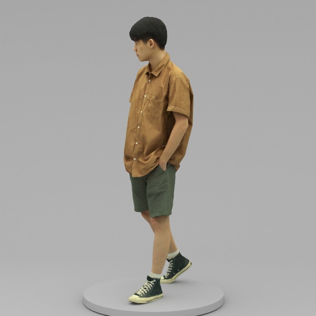 Tall Young Man 3D Model – Casual Pose with Hands in Pockets, OBJ - View 3