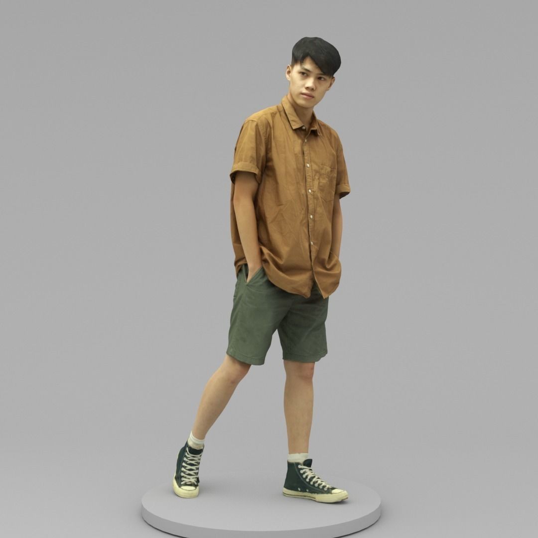 Tall Young Man 3D Model – Casual Pose with Hands in Pockets, OBJ - View 4