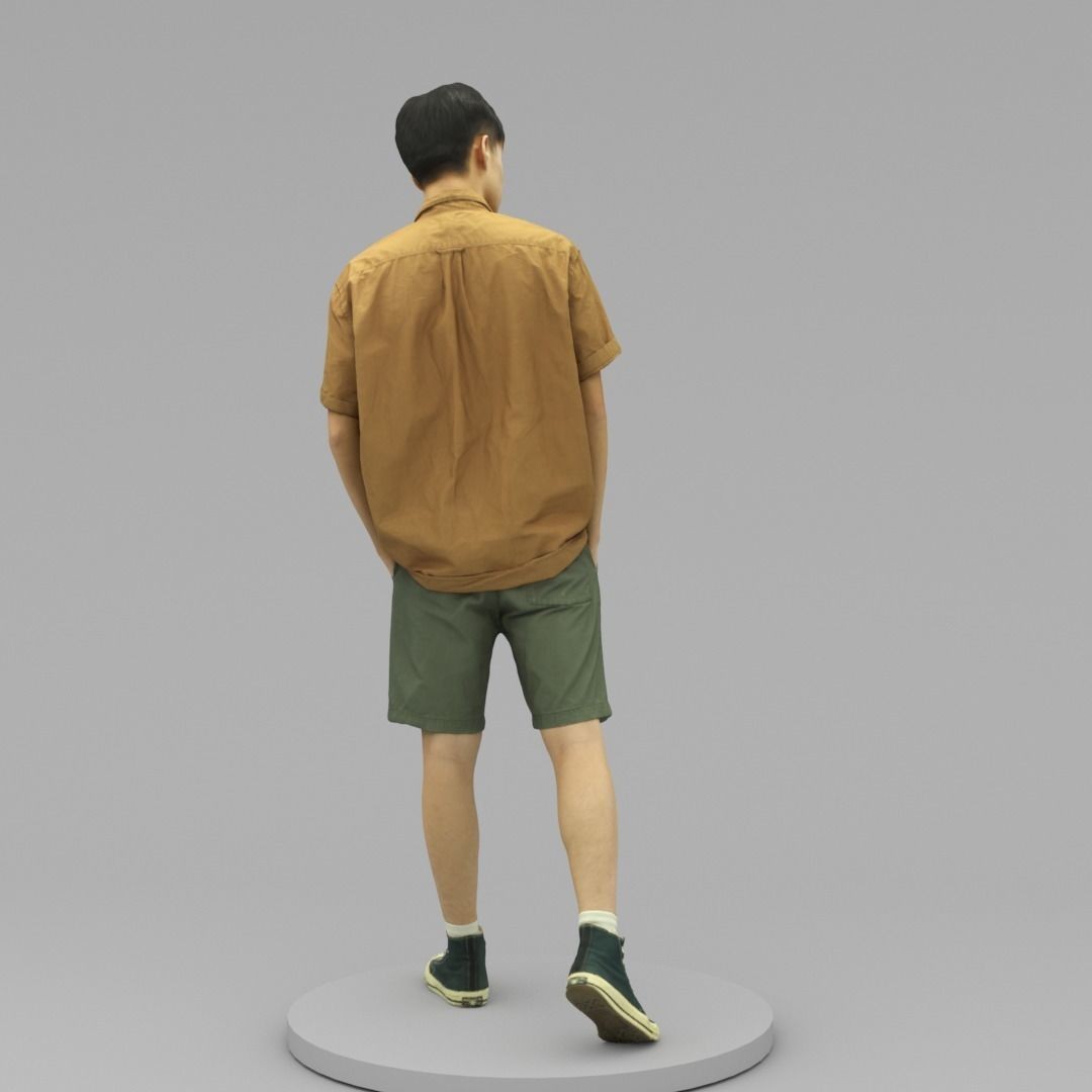 Tall Young Man 3D Model – Casual Pose with Hands in Pockets, OBJ - View 5